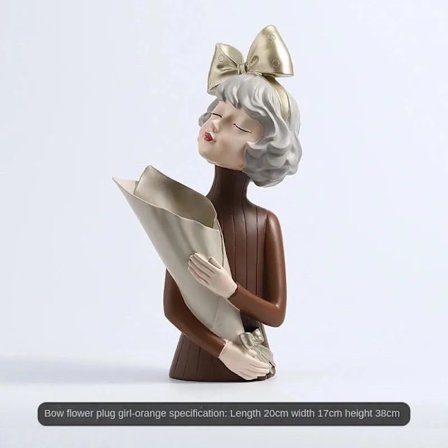 Kreativ Sløjfe Pige Harpiks Vase Statue Dekoration Moderne Minimalistisk Stue Værelse Veranda Vindue Dekoration