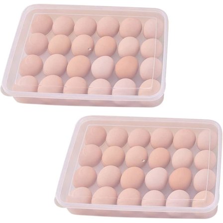 2 stk Plast Køleskab Æggebakker, Med Dæksel Deviled Egg Bakke Carrier Stabelbar Æggeopbevaringsboks, med 24 Æggeriller Til Køleskab Køkken Restaurant