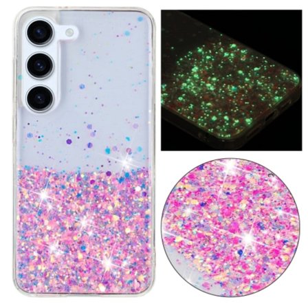 Samsung Galaxy S23 5G Skal Transparent Ram Noctilucent Glitter Pulver TPU