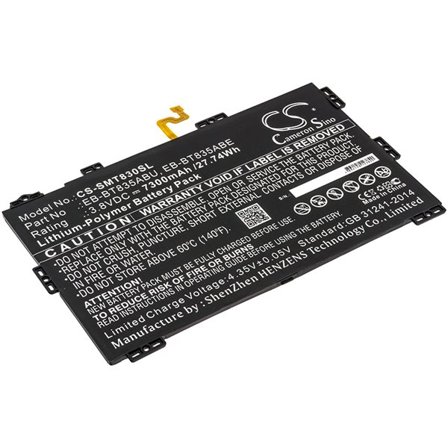 Batteri til nettbrett for Samsung SM-T830, SM-T835, Galaxy Tab S4 10.5 2018 og andre.