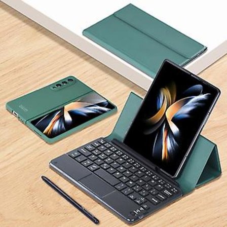 Bluetooth Tastatur Læderetui Til Samsung Galaxy Z Fold4 Mørkegrøn