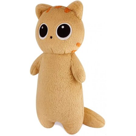 Kosepute i form av katt, 65 cm lang, søt gul dyrepute med store øyne, myk plusjdukke, kawaii gave til barn og kjæreste