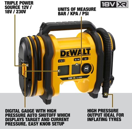 DeWalt DCC018N-XJ luftpumpe - uten batteri 12V, 18V, 230V