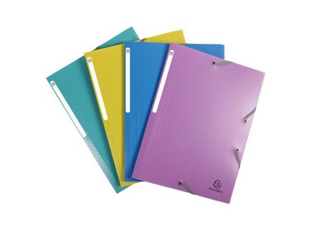 EXACOMPTA Gummibandsmapp 3-kl PP A4 sorterade färger 4/fp - Lyreco - Kontorsmaterial - Mappar och plastfickor - Gummibandsmappar 3-klaff - Plast