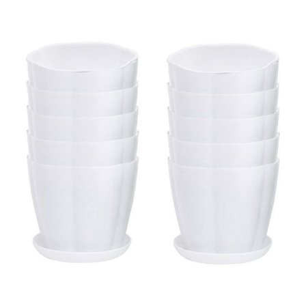 25 kappaletta 3,54 tuuman valkoisia muovisia kukkaruukkuja, taimitarhan ruukkutaimia aluslautasen kanssa