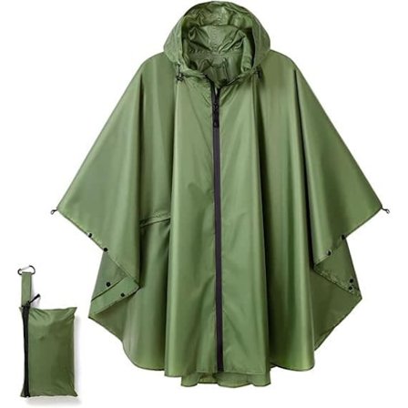 Unisex Regnponcho med Hætte – Vandtæt Jakke til Vandring, Camping, Cykling & Rejser_OF