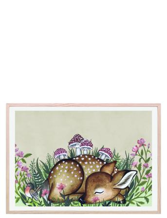 Poster Flower Field Deer 50X70 Patterned That's Mine