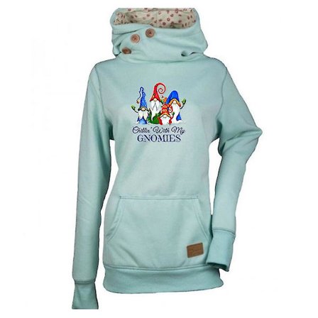 Julehøjhalset hættetrøje til kvinder, julehættetrøje med tryk, pullover-top