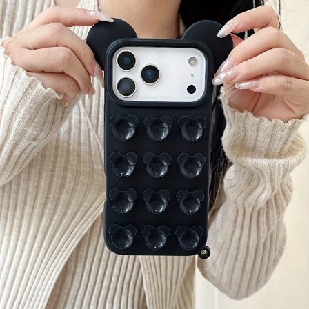 Yndigt 3D Bjørn Silikone Telefoncover med Sugekop, Designet til Kompatibilitet med iPhone 17 Promax