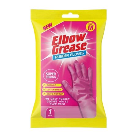 Elbow Grease Gummihandskar M, M Rosa/Rosa