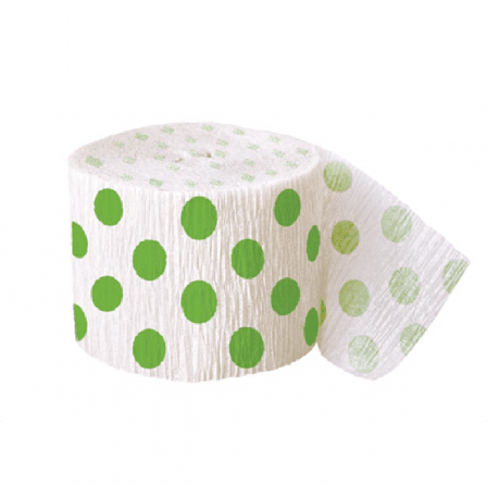 Crepebanderoll vit med gröna prickar 914 cm