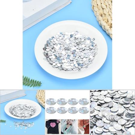 50G DIY PVC Rund Sekvens for Scene og Bryllup Klær Tilbehør (Laser Sølv 5mm)