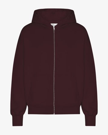 Organic Oversized Zip Hood - Oxblood Red