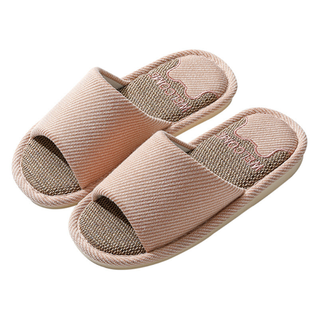 Andas tofflor i linne för män och kvinnor, halkfria inomhus flip-flops, bekväma platta strandsandaler