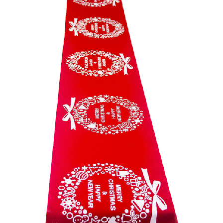 Julbordsduk i linne, för julbordsdekoration (270x28cm), Tryckt rektangulär bordsduk