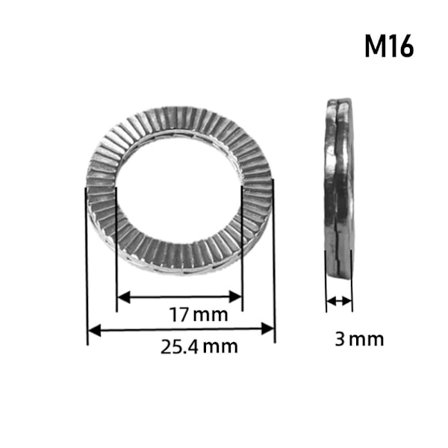 5 Stk Låseskiver Kilelåsskive M16 M16