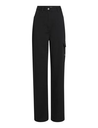 Stretch Twill High Rise Straight Trousers Cargo Pants Svart Calvin Klein Jeans*Betinget Tilbud