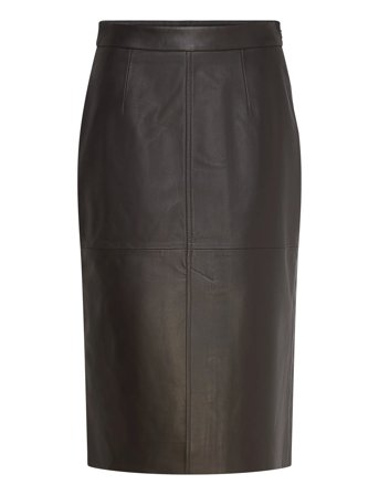 Rwfelino Leather Calf Skirt Brown Rosemunde