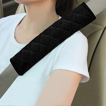 Soft Seatbelt Cover for Car Seat Belt Shoulder Strap 2 pcs for More Comfortable Driving Compatible with All Cars and Backpack Black