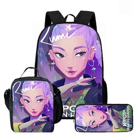 Kpop Demon Hunters Ryggsekk Huntrix K-pop Demon Hunters Skolesekk Mochila Penalhus Sett