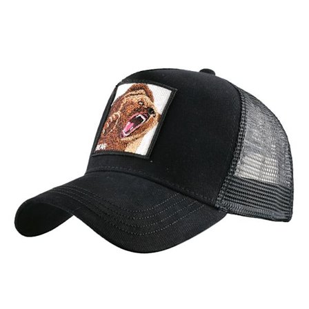Patch Animal Broderi Bomulls Baseball Caps (Svart)