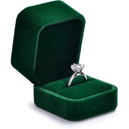 Mørkegrøn fløjls eksklusiv smykkeæske Gaveæske, ringæske til frieri, bryllup, jubilæum