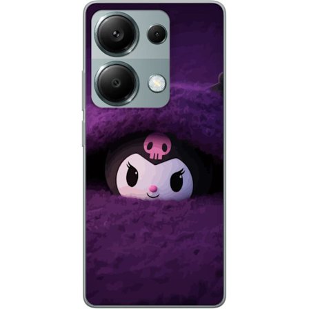 Yhteensopiva Puhelinkuori Xiaomi Redmi Note 13 Pro 4G Kuromi lilassa pörröisessä ympäristössä, jossa on salaperäinen kawaii-suunnittelu.