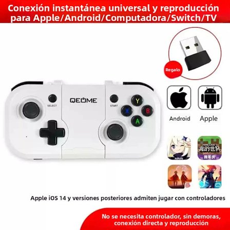 A og Receiver QEOME Multiplatform Bluetooth Trådløs Gamepad Controller til iPhone, Android, PC, Steam, Genshin Switch Mobilspil