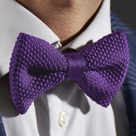 Purple Knitted Pre-Tied Bow Tie for Men - Pre-tied bow ties