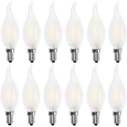E14 LED Flamme Lyspære, Lysform, Varmhvit 2700K, 4W Lyspære tilsvarende 40W, 400lm, 12-pakning [Energiklasse A+]