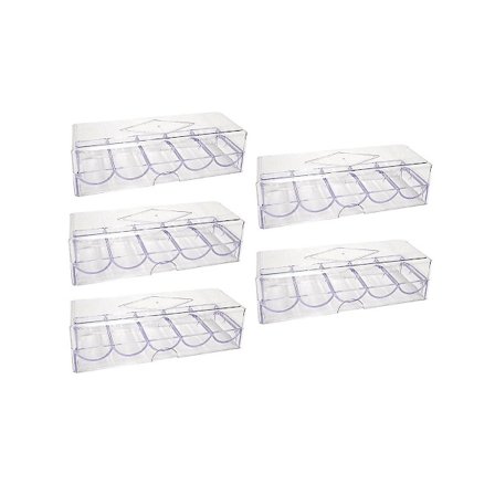 Klar akryl pokerchipsställ med cover/casino chipsbricka med lock, rymmer 100 marker vardera