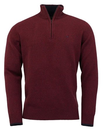 Laksen Brompton Zip-Neck villapaita, Burgundy
