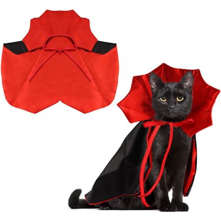 Halloween Katte Vampyrkappe Kostyme Halloween Justerbar Rød Svart Kjæledyr Kappe Kostyme Klær, Halloween Tilbehør Kostyme Antrekk Dekor Hette