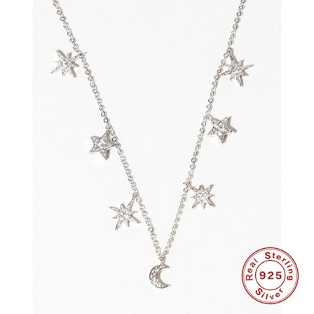 Halskjede 925 sterling sølv smykker for kvinner 2020 paljetter Cadena Plata mote choker smykker krystall gull/sølv #8.5