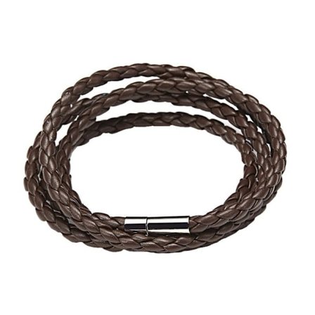 Flettet Armbånd med Magnetisk Lås, Brun - L