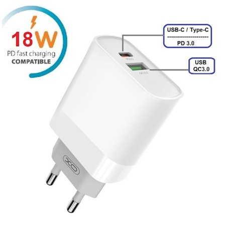 Snabbladdare för iPhone / Samsung 18W PD USB-C Väggladdare