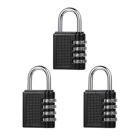 3 stk. Hjemmebagasje Lås Firesifret Passord Hengelås For Reiser (svart)Svart8X4CM Black 8X4CM