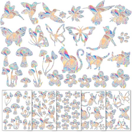 5 Ikkunatarraa Linnunsuojaukseen, Sateenkaari-ikkunakuvat Tarrat Lintujen Törmäyksenesto Ikkunatarrat Staattiset Tarrat Ikkunakoriste