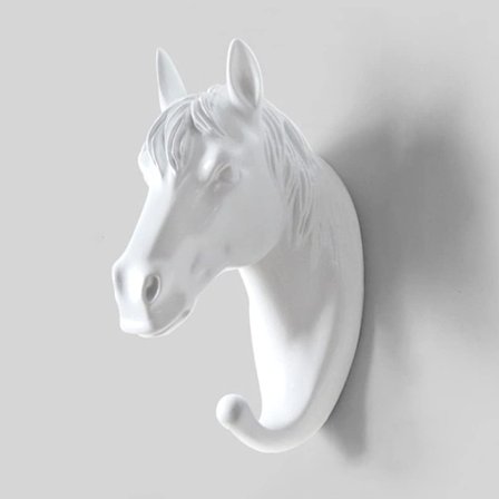 Hjemmeveggdekorasjon Elegant Hvit Hestehode Vegg Harpikskrok Liv