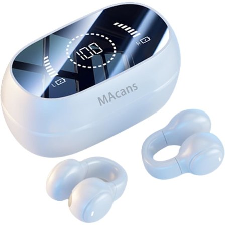 (Vit) Trådlösa Hörlurar Öppna Öronklämmor Hörlurar Luftledning Hörlurar LED Strömvisning Hörlurar Sport Bluetooth 5