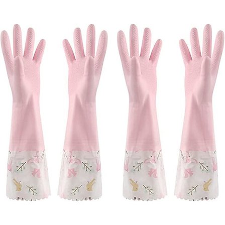 Opvask Handsker 2 Par Lange Husholdning Skridsikre Gummihandsker Vandtætte Rengøringshandsker Til Husholdning, Køkken, Badeværelse