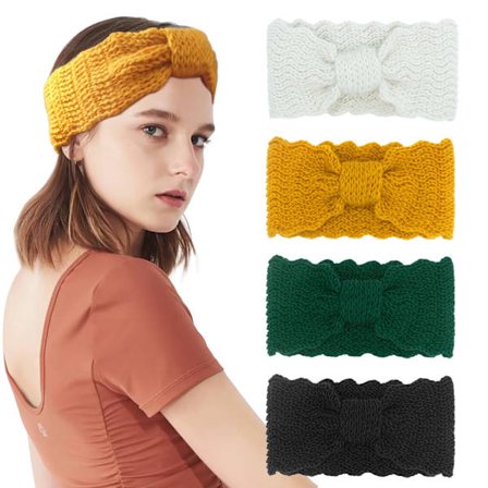 Vinterhodebånd for kvinners hår, strikket pannebånd myke kabelørevarmere komfortable øremuffer heklede damehodebånd skigåing gaver til kvinner jente
