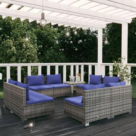 Vidaxl Loungegrupp För Trädgården Med Dynor 8 Delar Konstrotting Grå