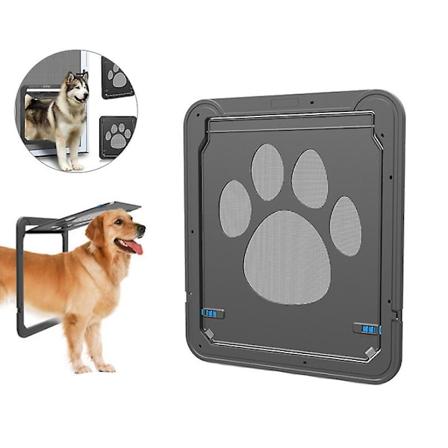 Skærmdør til hund, indvendig dør 26*20,5 cm, aflåselig kæledyrsdør med hundepotespor, anti-bid katteskærmdør, hundetilbehør