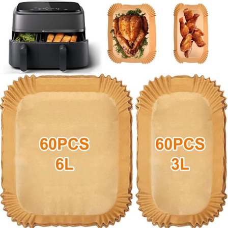 ING Bakplåtspapper Air Fryer - Bakplåtspapper - (6L/3L) - Modeller NA350/300 och NA550/500 - 120 Stycken