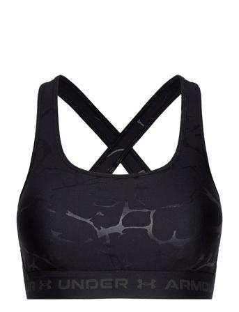 Ua Crossback Mid Emboss Lingerie Bras & Tops Sports Bras - ALL Svart Under Armour*Betinget Tilbud