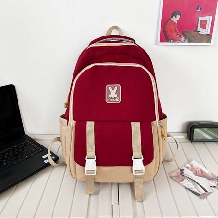 Student ryggsäck ny college student ryggsäck college stor kapacitet enkel ryggsäck college student skolväska-röd