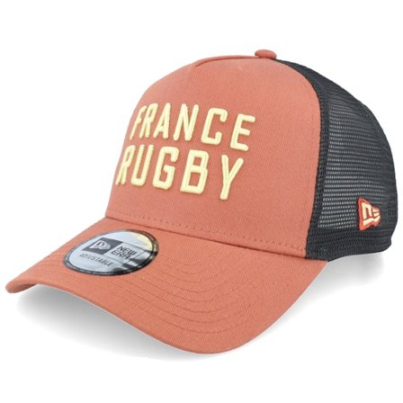 New Era - France Rugby Seasonal Terracotta/Black A-Frame Trucker Trucker Brown Cap - @ Hatstore
