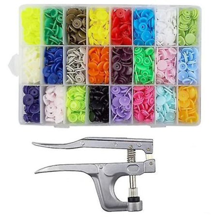 Plastikknapper med trykknapstenger, 460 sæt 24-farvede trykknapper til syning, trykknapssæt til syning, tøj, håndværk, bleer, hagesmække