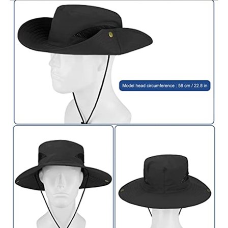 Vandreturshat mod UV til kvinder og mænd med snor (Sort)